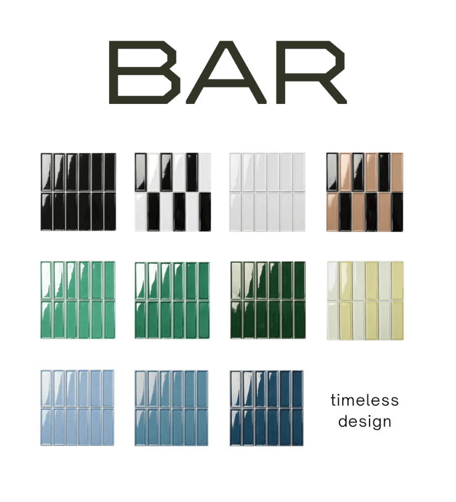 โมเสค TIMELESS TILES รุ่น BAR 29.3X28.5 ซม. สีขาวดำ ผิวเงา_3
